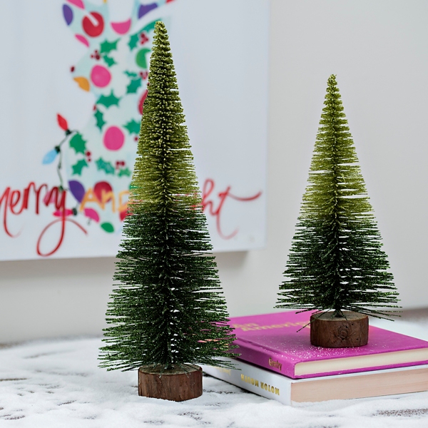 Bottle Brush Green Ombre Tree Set Of 2 Kirklands