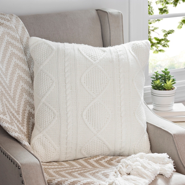 Ivory Cable Knit Sweater Pillow Kirklands