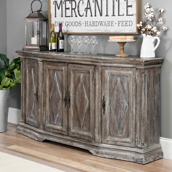 Distressed Gray Wood Diamonds Buffet Cabinet Kirklands