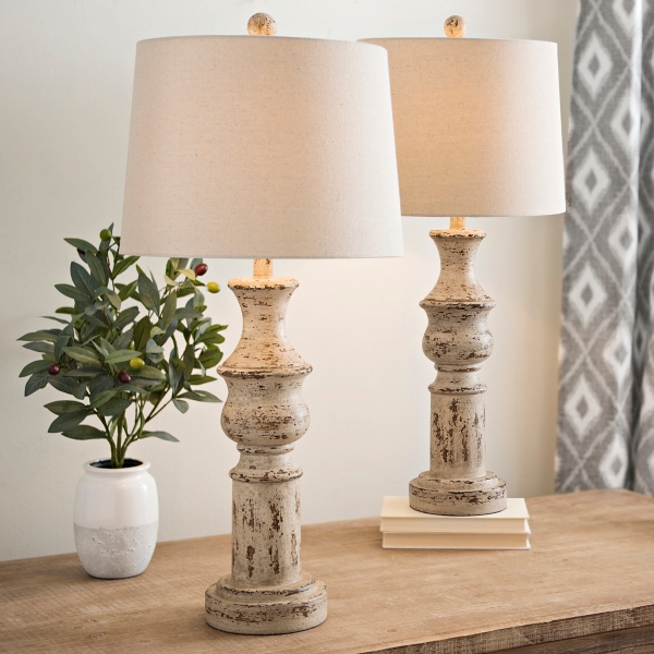 Distressed Cream Table Lamps Set Of 2 Kirklands