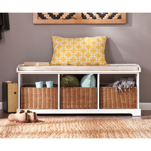 Sanga Storage Bench With Rattan Baskets Kirklands