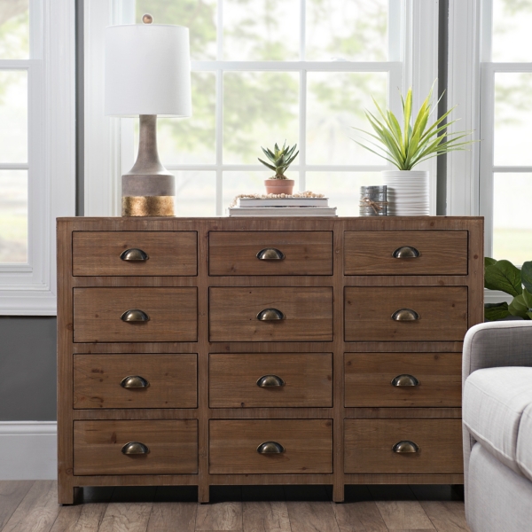 Natural Wood 12 Drawer Chest Kirklands