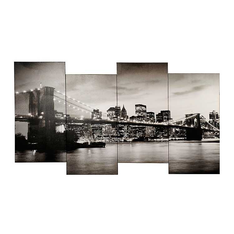 New York City Skyline Bridges CANVAS WALL ART TRIPLE Box Frame Print