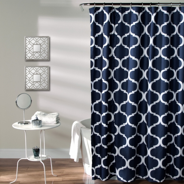 Navy Geometric Shower Curtain Kirklands