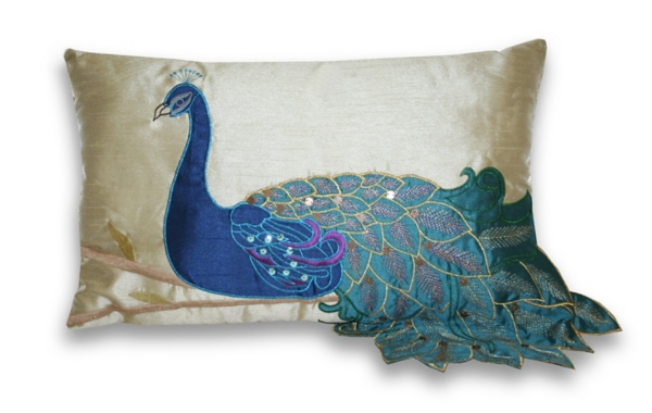 Embroidered Fancy Peacock Accent Pillow Kirklands