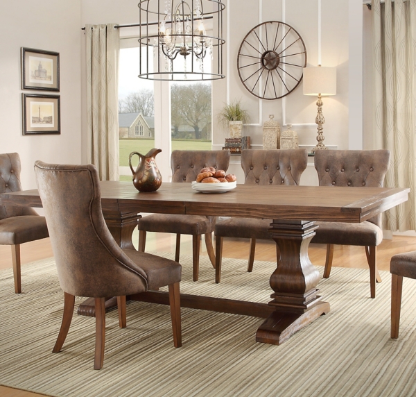 Rustic Oak Double Pedestal Trestle Dining Table Kirklands
