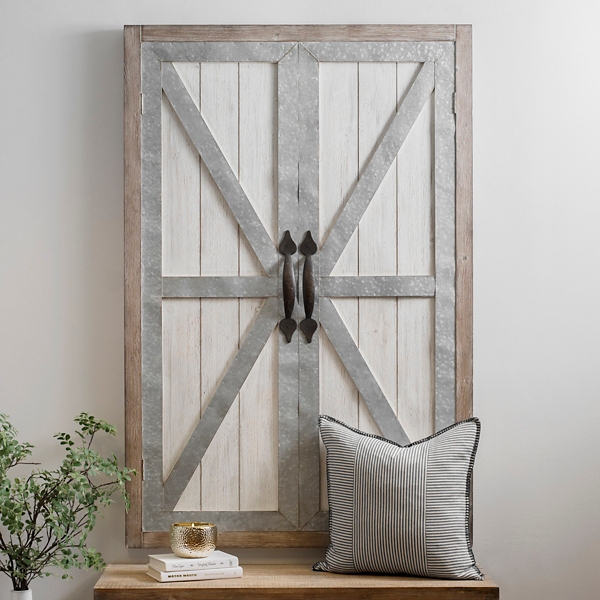 Whitewash Galvanized Barn Door Wall Plaque Kirklands