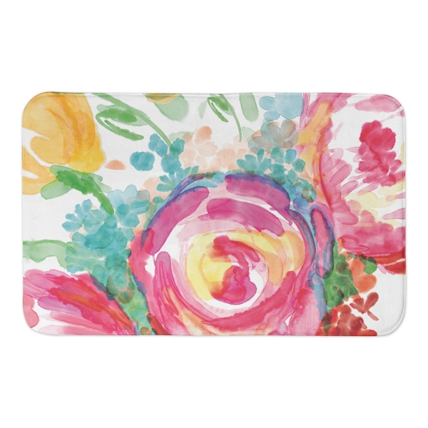 Bright Watercolor Florals Bath Mat Kirklands