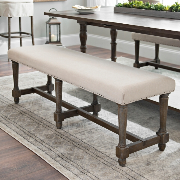 Oxford Tufted Belgium Linen Bench 43 Zin Home