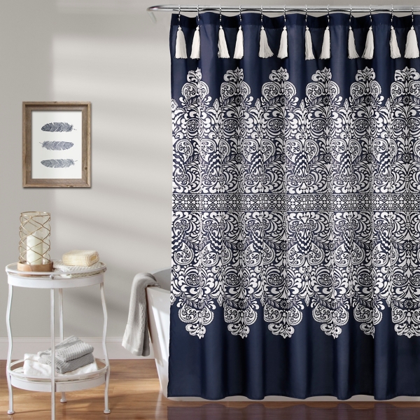Navy Boho Medallion Shower Curtain Kirklands