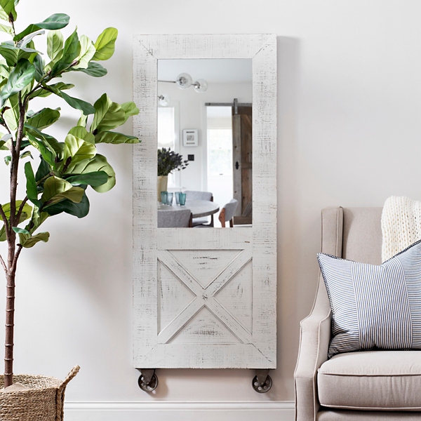 White Distressed Barn Door Decorative Wall Mirror Kirklands