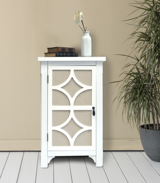 White Blair Linen Lined 1 Door Side Table Kirklands