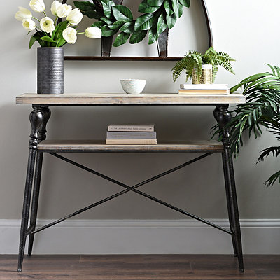 Industrial Fir Wood and Iron Console Table