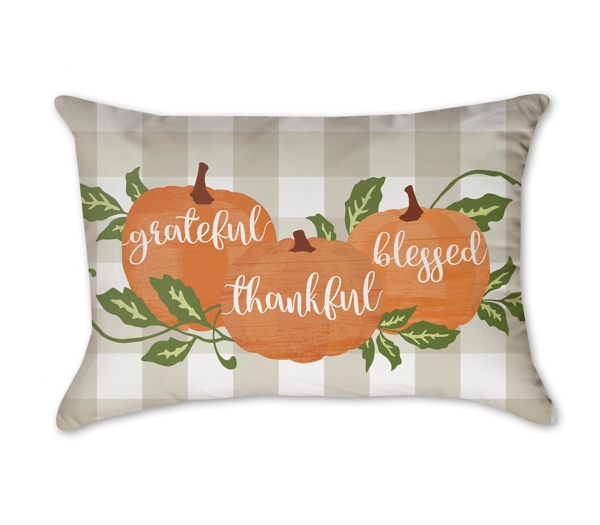 Grateful thankful blessed farmhouse pillow