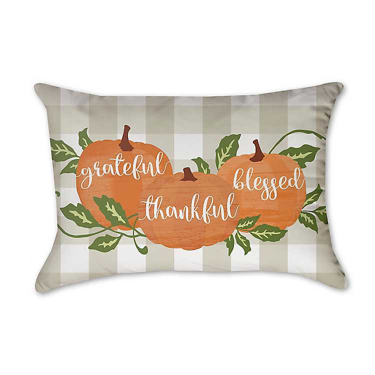 Grateful thankful blessed farmhouse pillow