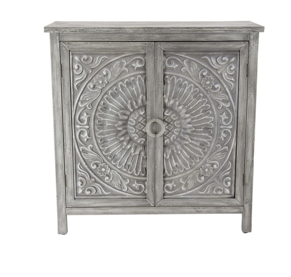 Sabela Gray Floral Medallion Cabinet Kirklands