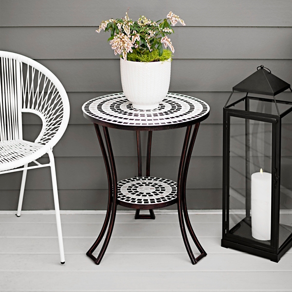 Black And White Mosaic Outdoor Side Table Kirklands