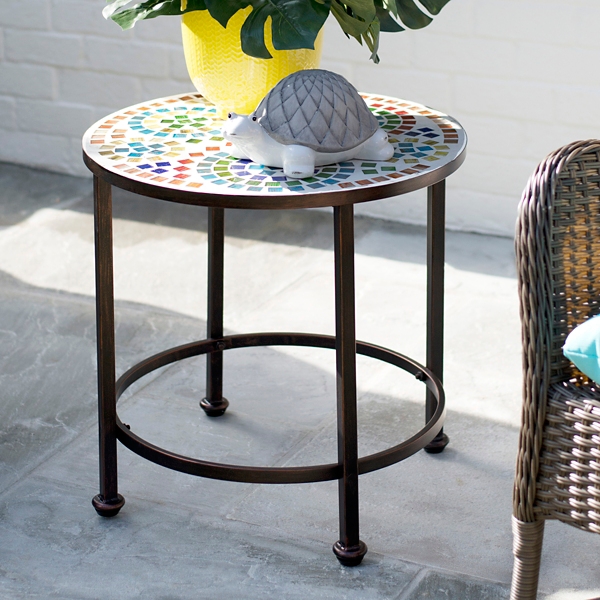 Colorful Mosaic Outdoor Side Table Kirklands