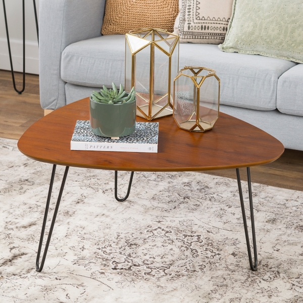 Walnut Wood Hairpin Leg Coffee Table Kirklands