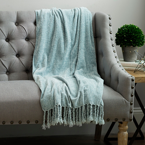 Turquoise Chenille Sofa Throw Blanket Home Build & Decoration