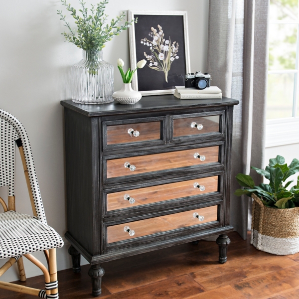 Black Mirrored 5 Drawer Chest Kirklands