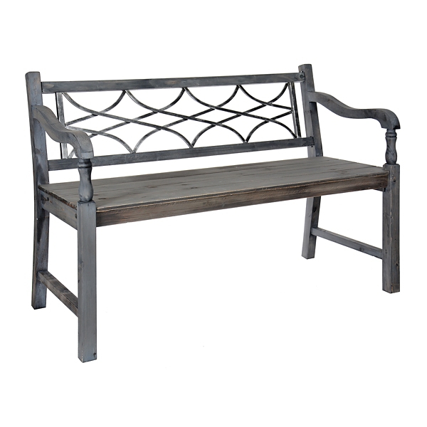 Wood With Metal Back Garden Bench Kirklands