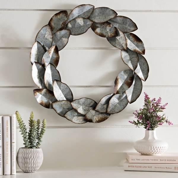 Galvanized Metal Leaf Wreath