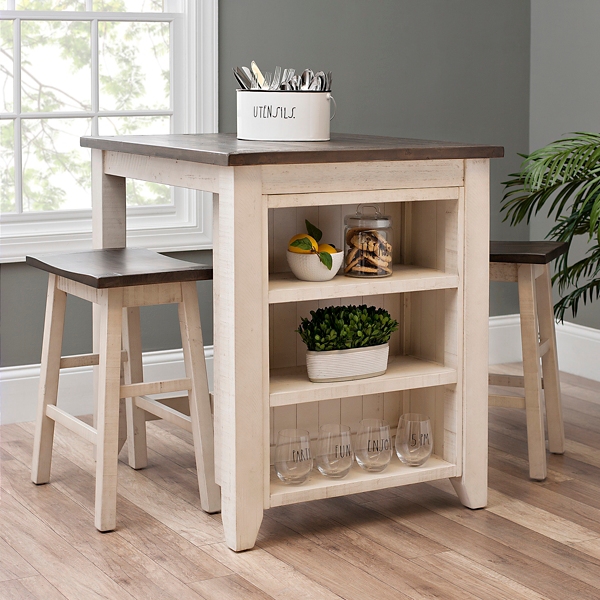 White 3 Pc Franklin Kitchen Island And Stools Set Kirklands