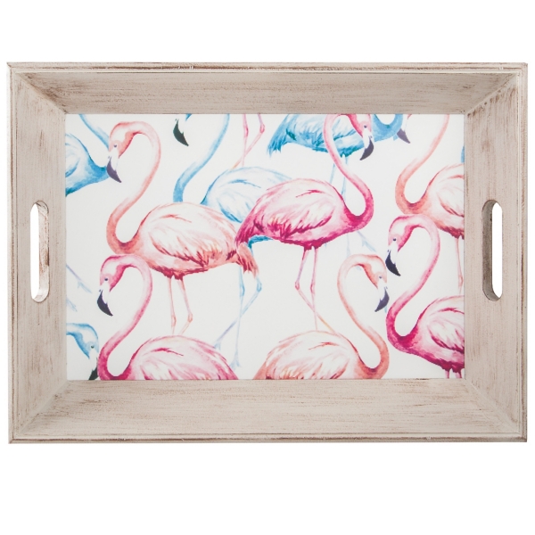 Pastel Flamingo Wood Tray Kirklands
