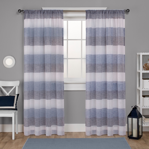 Indigo Bern Sheer Stripe Curtain Panel Set 96 In Kirklands
