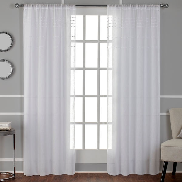 White Davos Pom Sheer Curtain Panel Set 96 In Kirklands