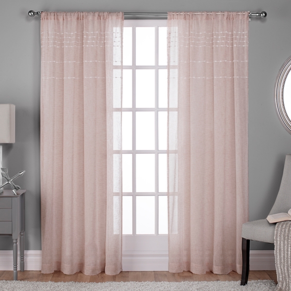 Blush Davos Pom Sheer Curtain Panel Set 96 In Kirklands