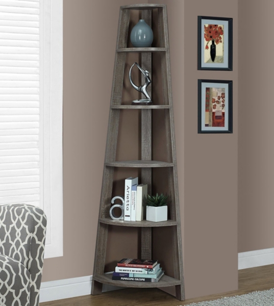 Taupe Corner Bookcase With 5 Shelves Kirklands