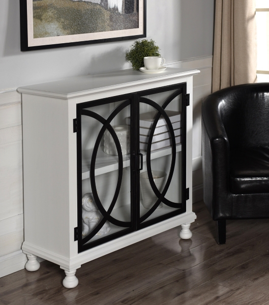 Double Circle White And Black 2 Door Cabinet Kirklands