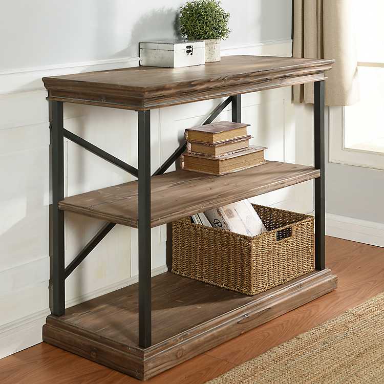 Wood 3 Tier Bookshelf With Black Steel Frame Kirklands
