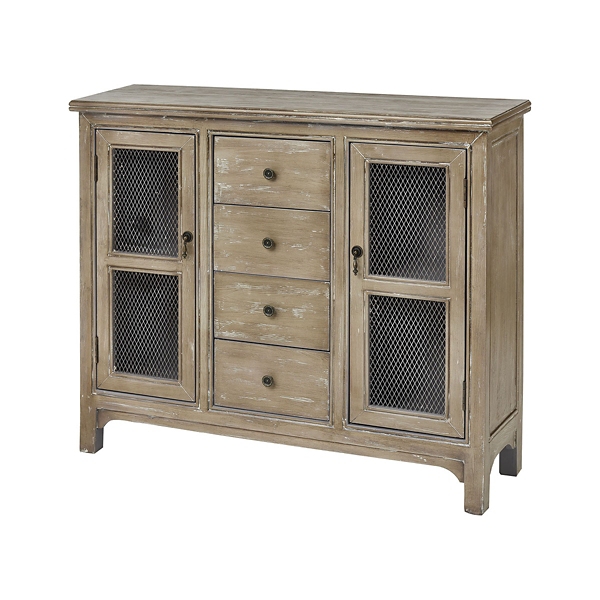 Raina 2 Door Wire Mesh Antique Buttermilk Cabinet Kirklands