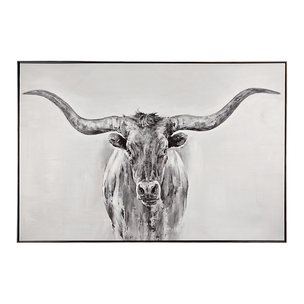 Black And White Longhorn Framed Art Print Kirklands