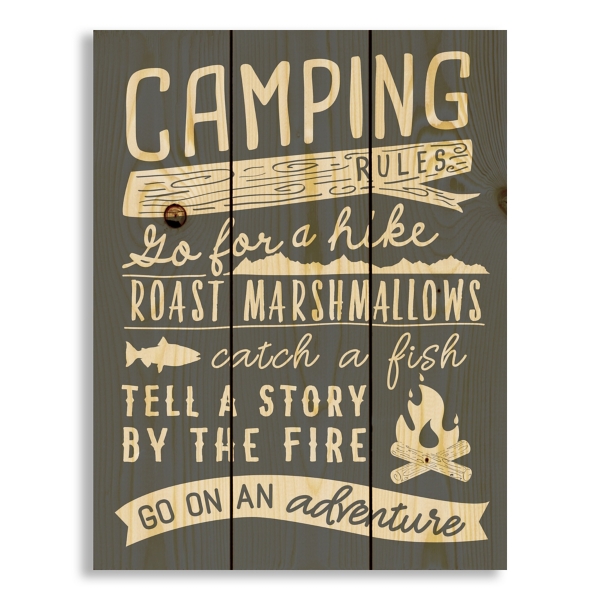 Camping Rules Wood Pallet Art Print Kirklands