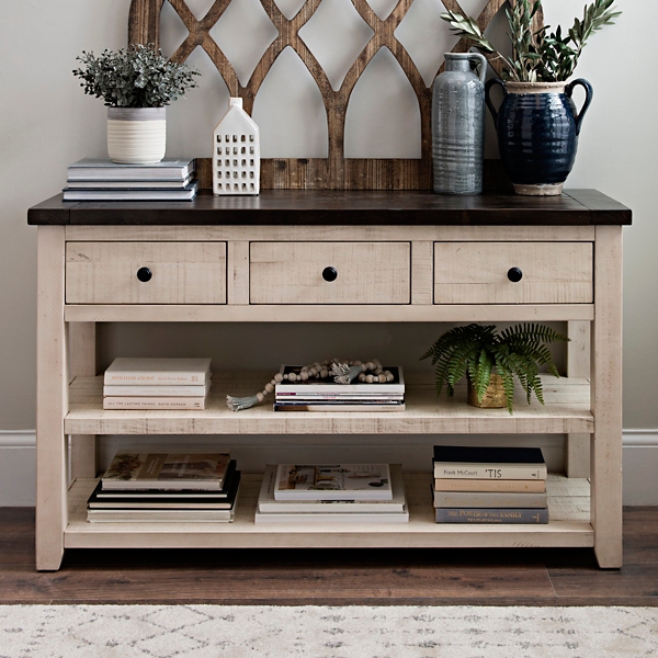 Entryway Table With Drawers And Shelves