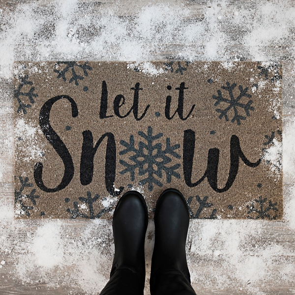 Gray Let It Snow Coir Doormat