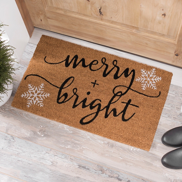 Merry And Bright Snowflakes Coir Doormat Kirklands