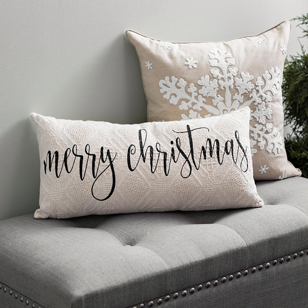 Black Merry Christmas Knit Accent Pillow Kirklands