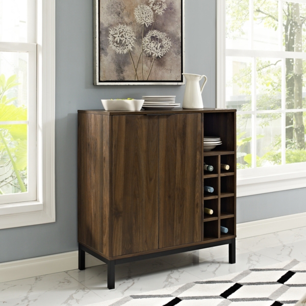 Dark Walnut Bar Cabinet With Wine Storage Kirklands