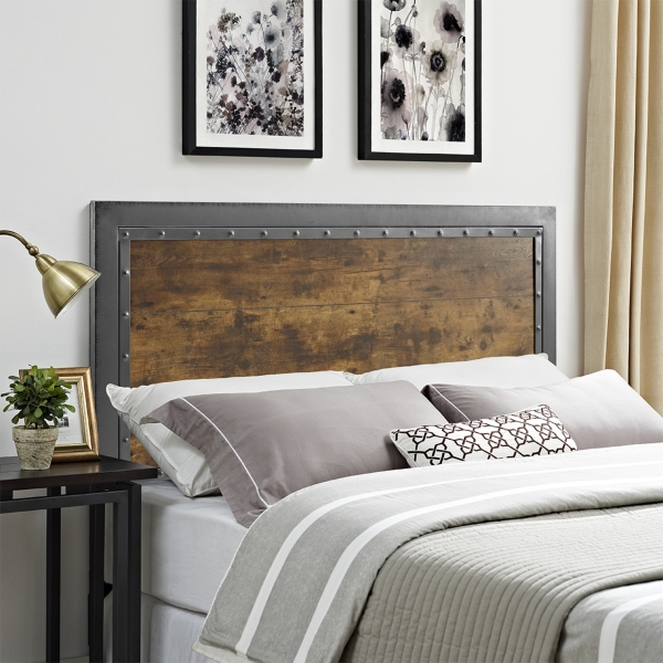 Industrial Wood And Metal Panel Queen Headboard Kirklands