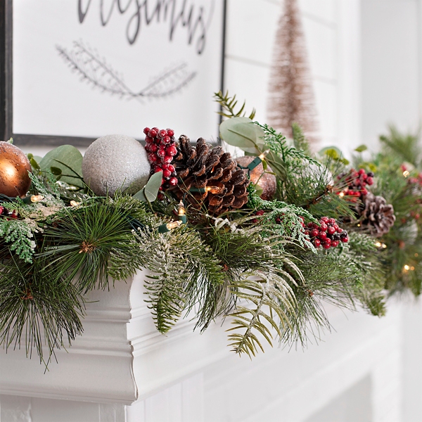 Pre Lit Metallic Ornament Christmas Garland Kirklands