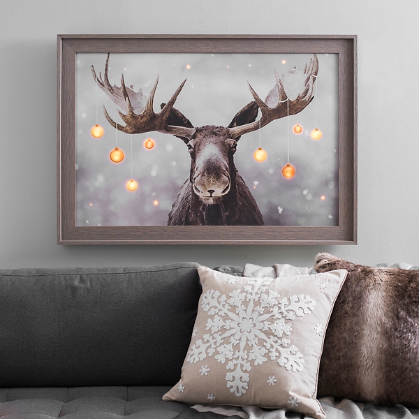 Pre Lit Elmer The Moose Framed Canvas Art Print Kirklands