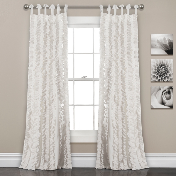 White Sophia Ruffle Curtain Panel Set 84 In Kirklands