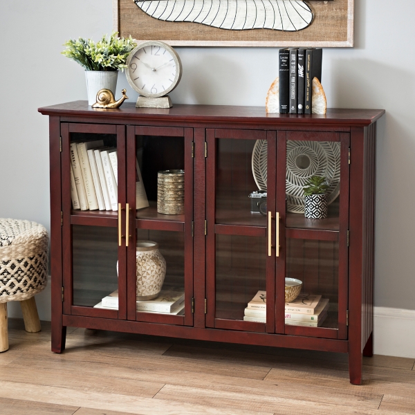 Tuscan Red Glass Cabinet With Gold Hardware Kirklands