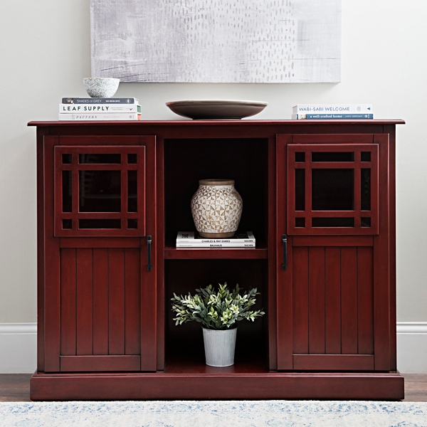 Tuscan Red Cabinet With Square Window Doors Kirklands