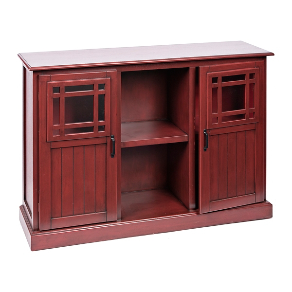 Tuscan Red Cabinet With Square Window Doors Kirklands